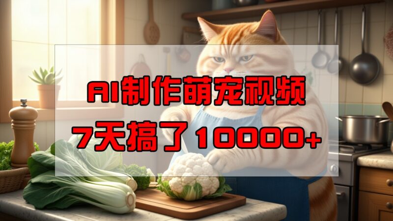 靠AI制作萌宠视频，7天搞了1万+，操作简单门槛低，有手机就行-创客网